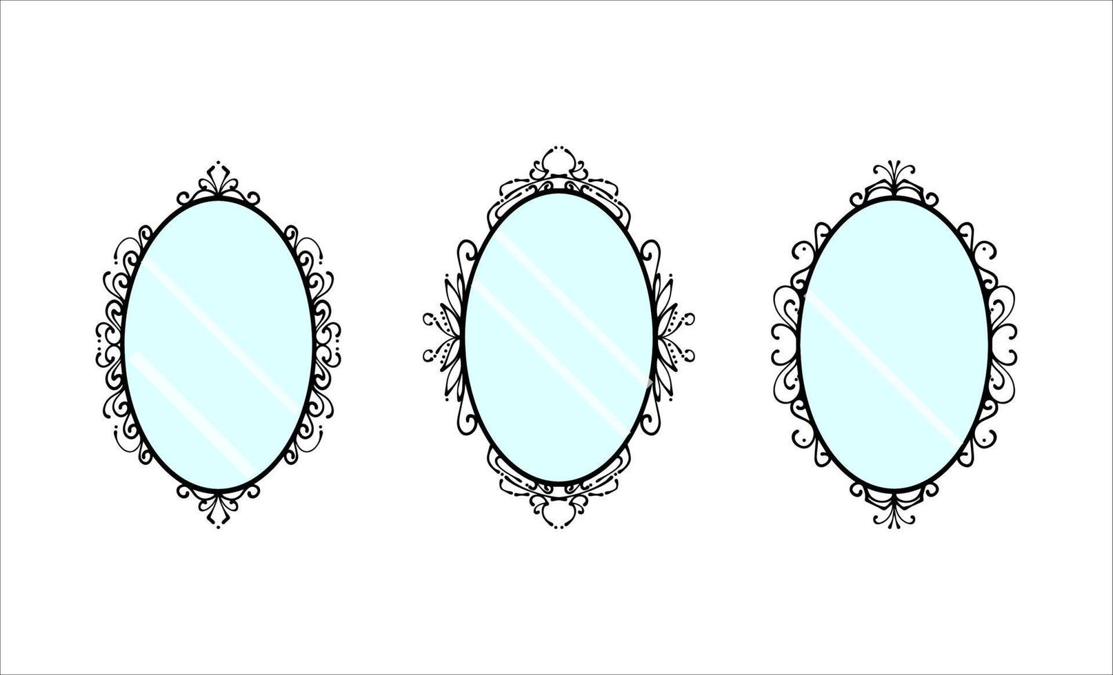 Three Mirror Oval Ornament Illustrations vector