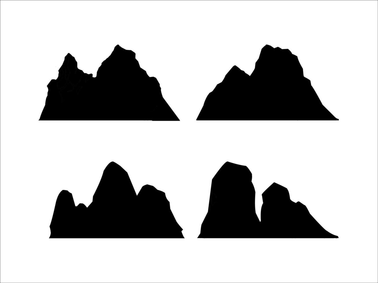 Desert Mountain Silhouette Collection on White Background vector