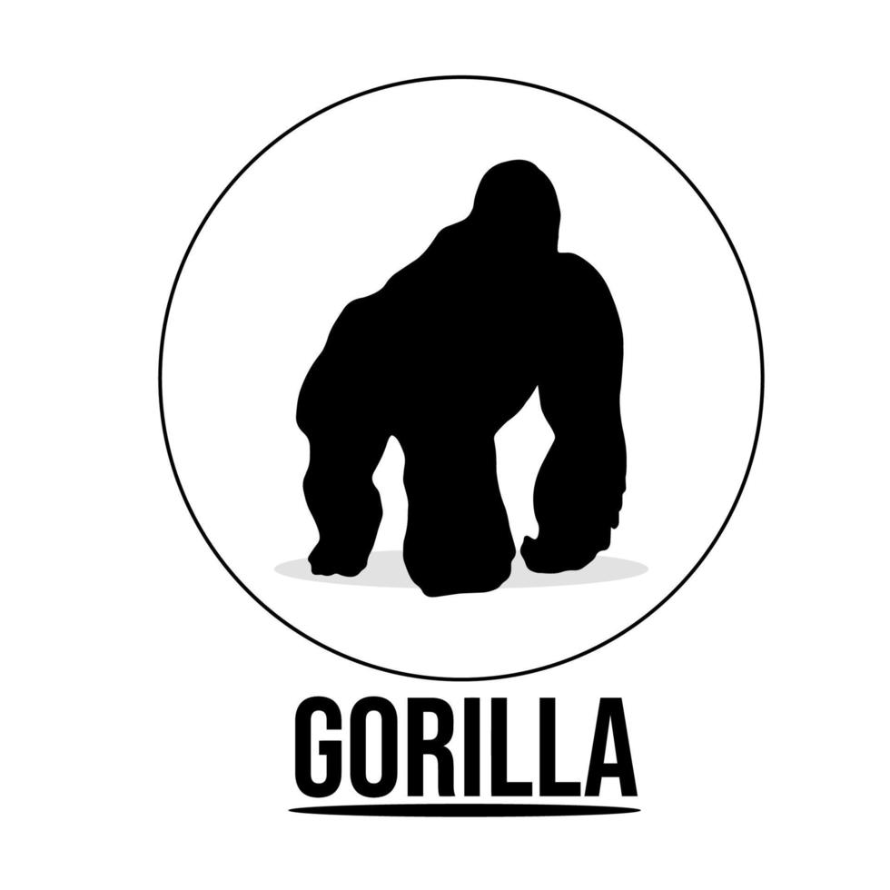 Silhouette Gorilla in Circle Logo vector