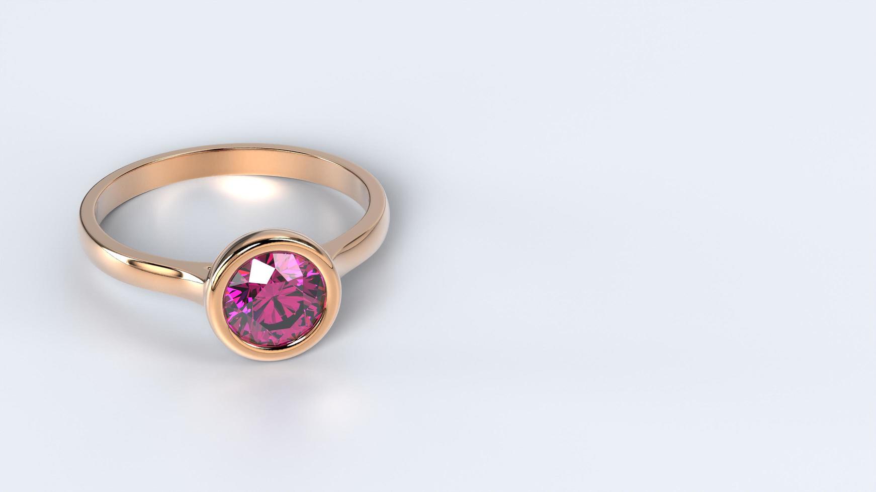 hermoso anillo femenino color piedra preciosa rosa o amarillo o oro blanco o platino 3d render foto