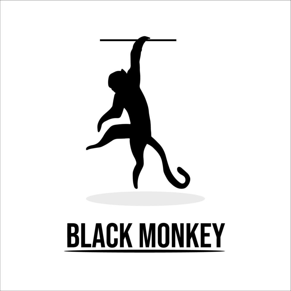 Logotype Black Monkey On White Background vector