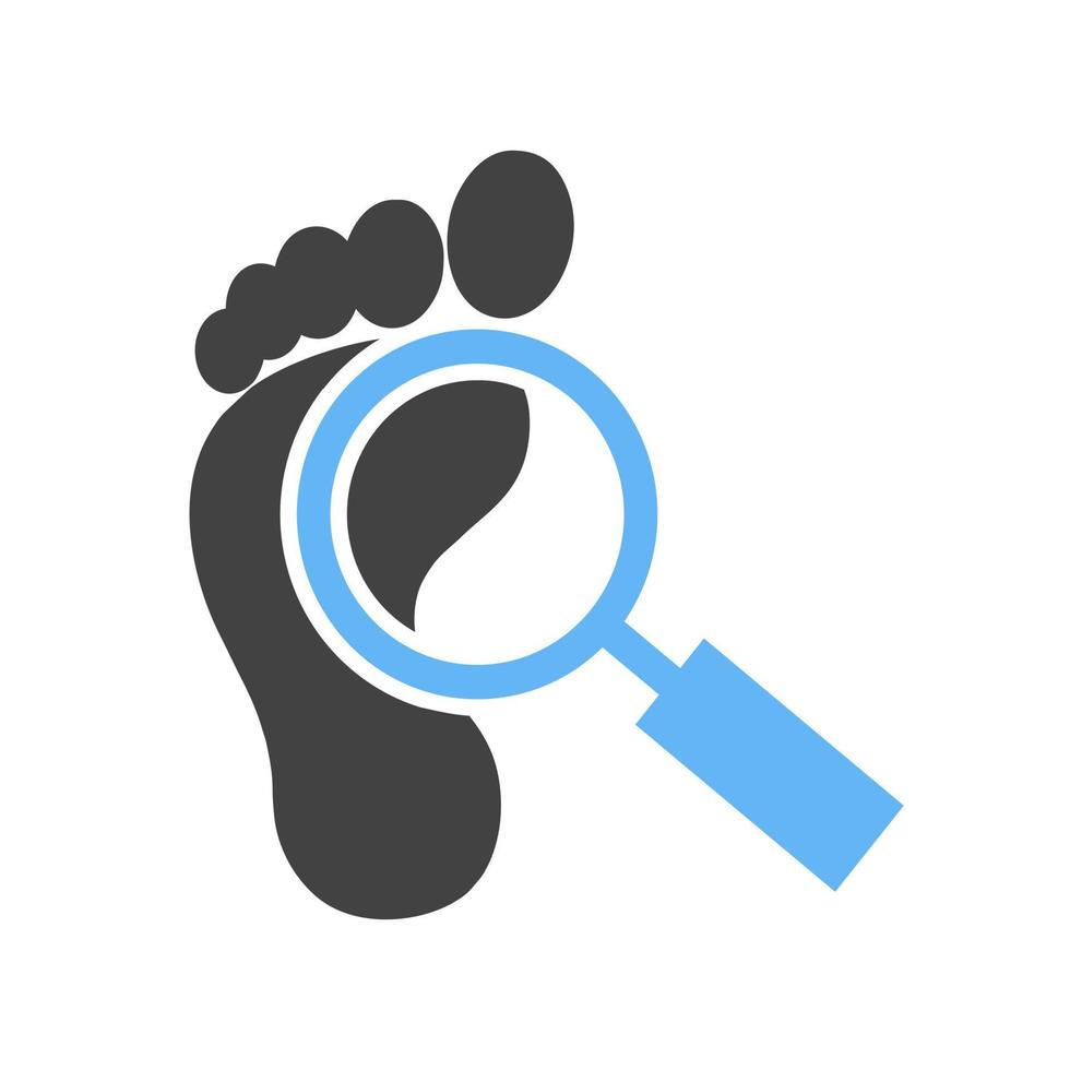 Footprint Glyph Blue and Black Icon vector