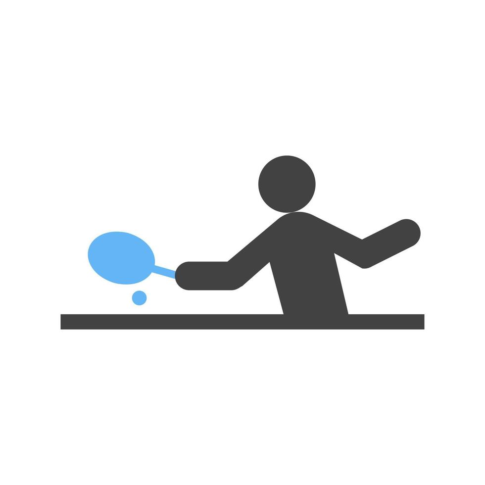 ping pong glifo icono azul y negro vector