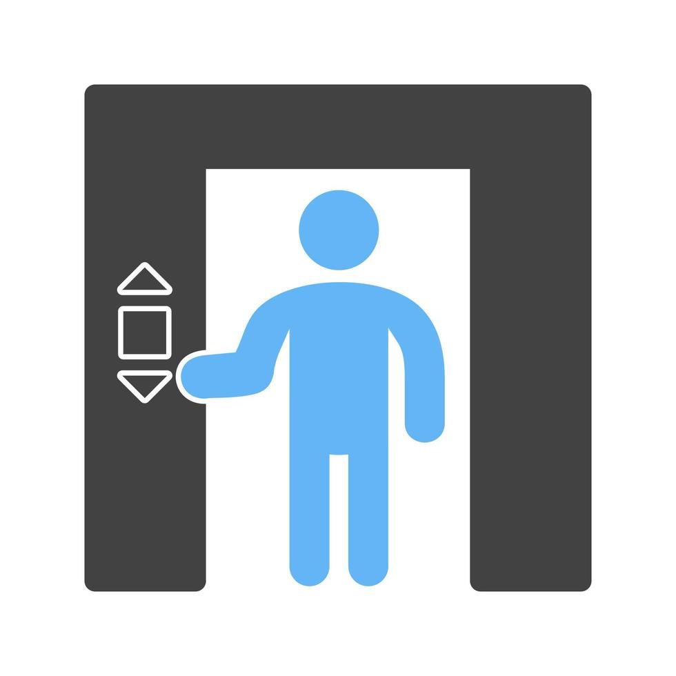Using Elevator Glyph Blue and Black Icon vector