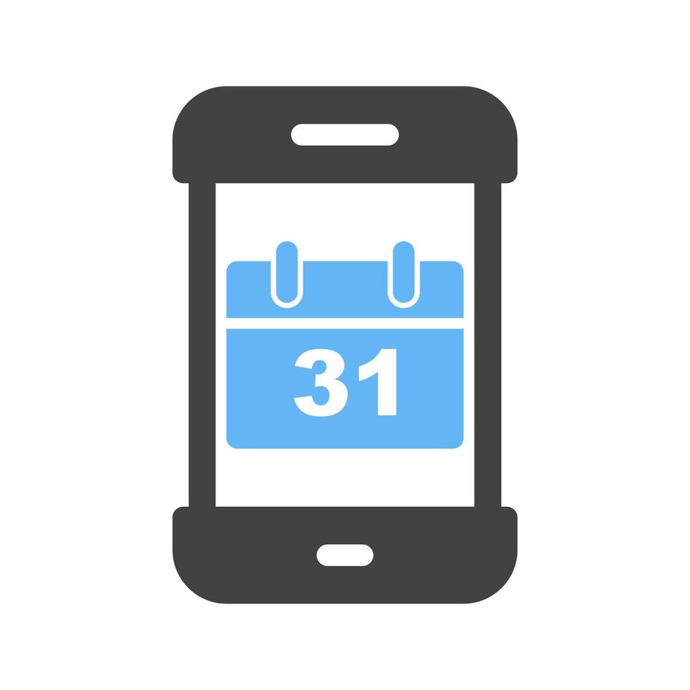 Calendar App Glyph Blue and Black Icon vector