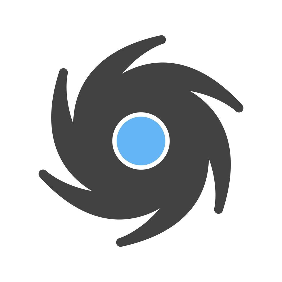 Cyclone Glyph Blue and Black Icon vector