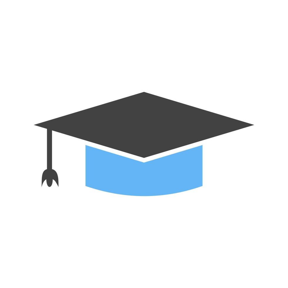 graduado sombrero glifo icono azul y negro vector