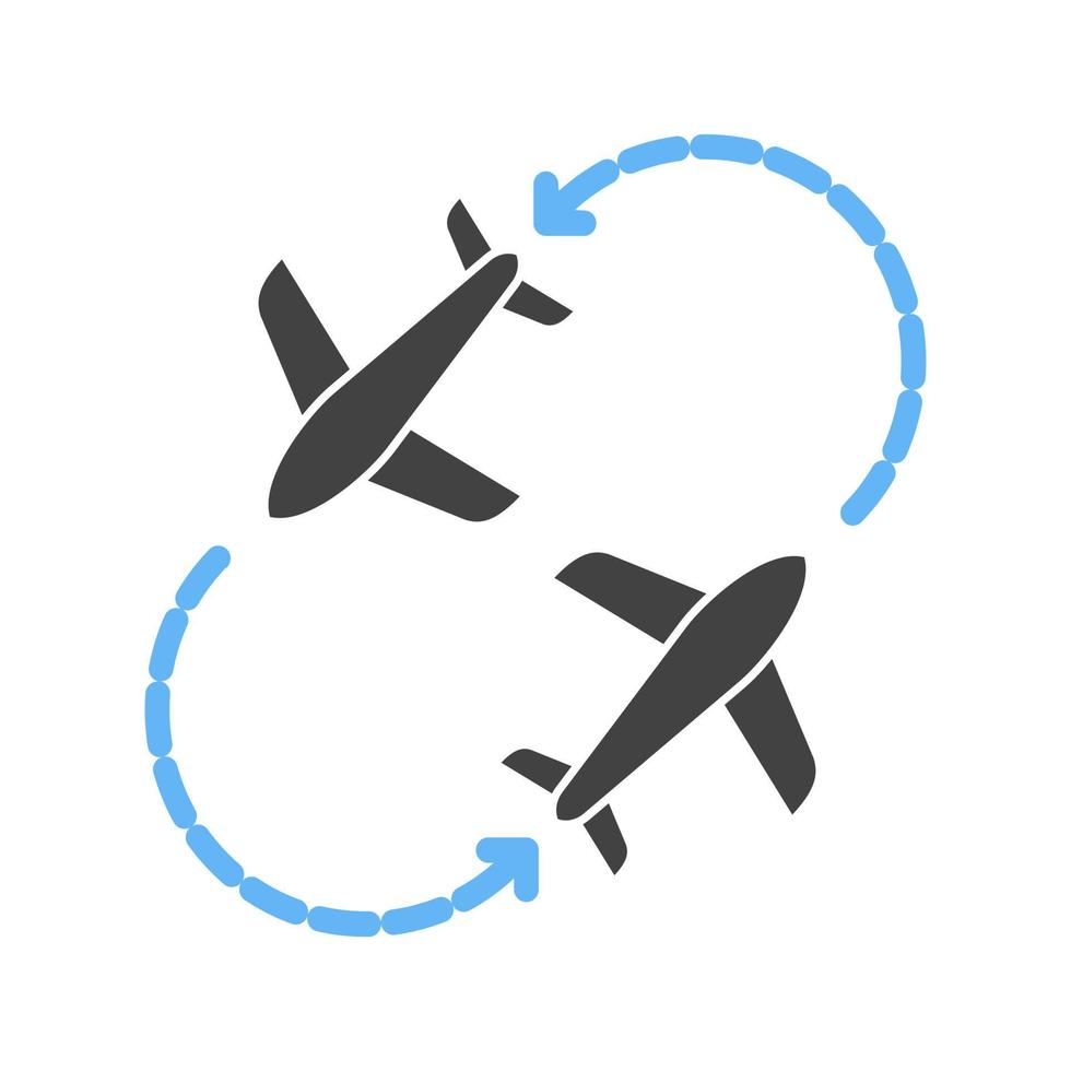 Round Travel Flights Glyph Blue and Black Icon vector