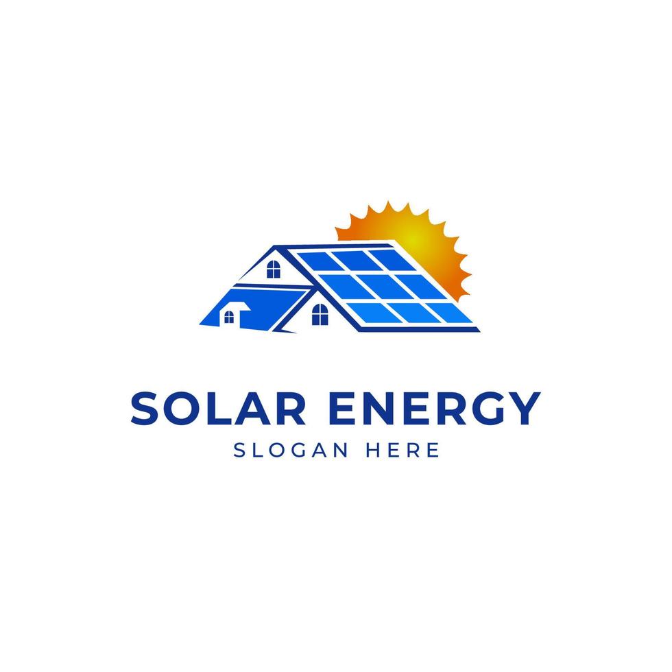 Sun solar house energy logo design clipart. Suitable for solar tech business vector