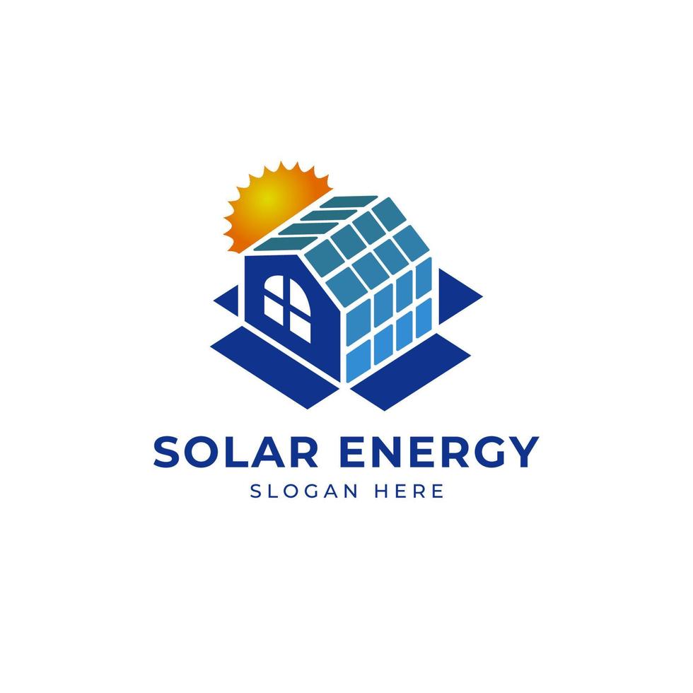 Sun solar house energy logo design clipart. Suitable for solar tech business vector