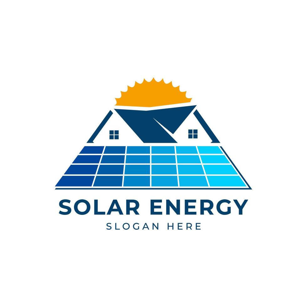 Sun solar house energy logo design clipart. Suitable for solar tech business vector