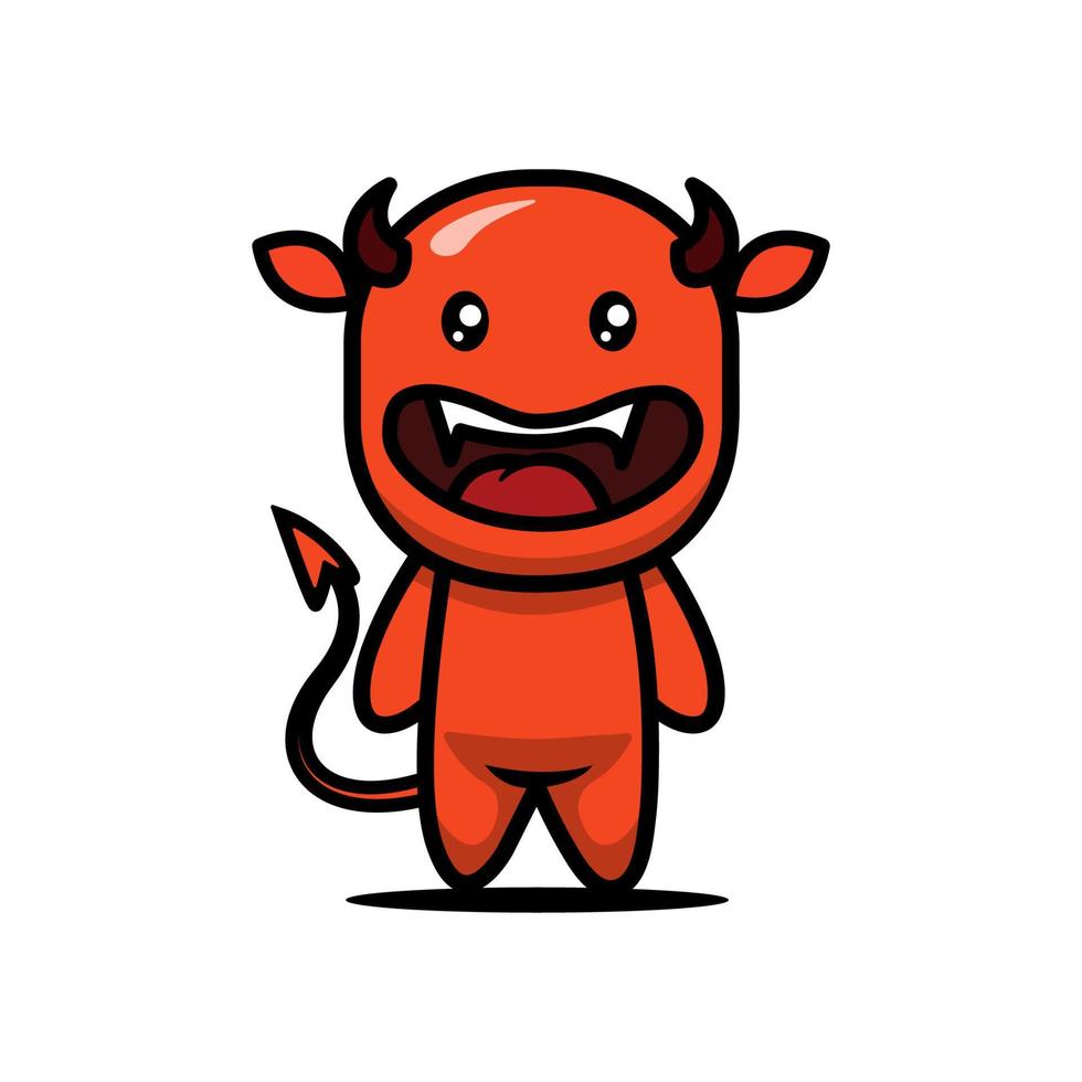 lindo niño con disfraz de mascota de halloween del diablo vector