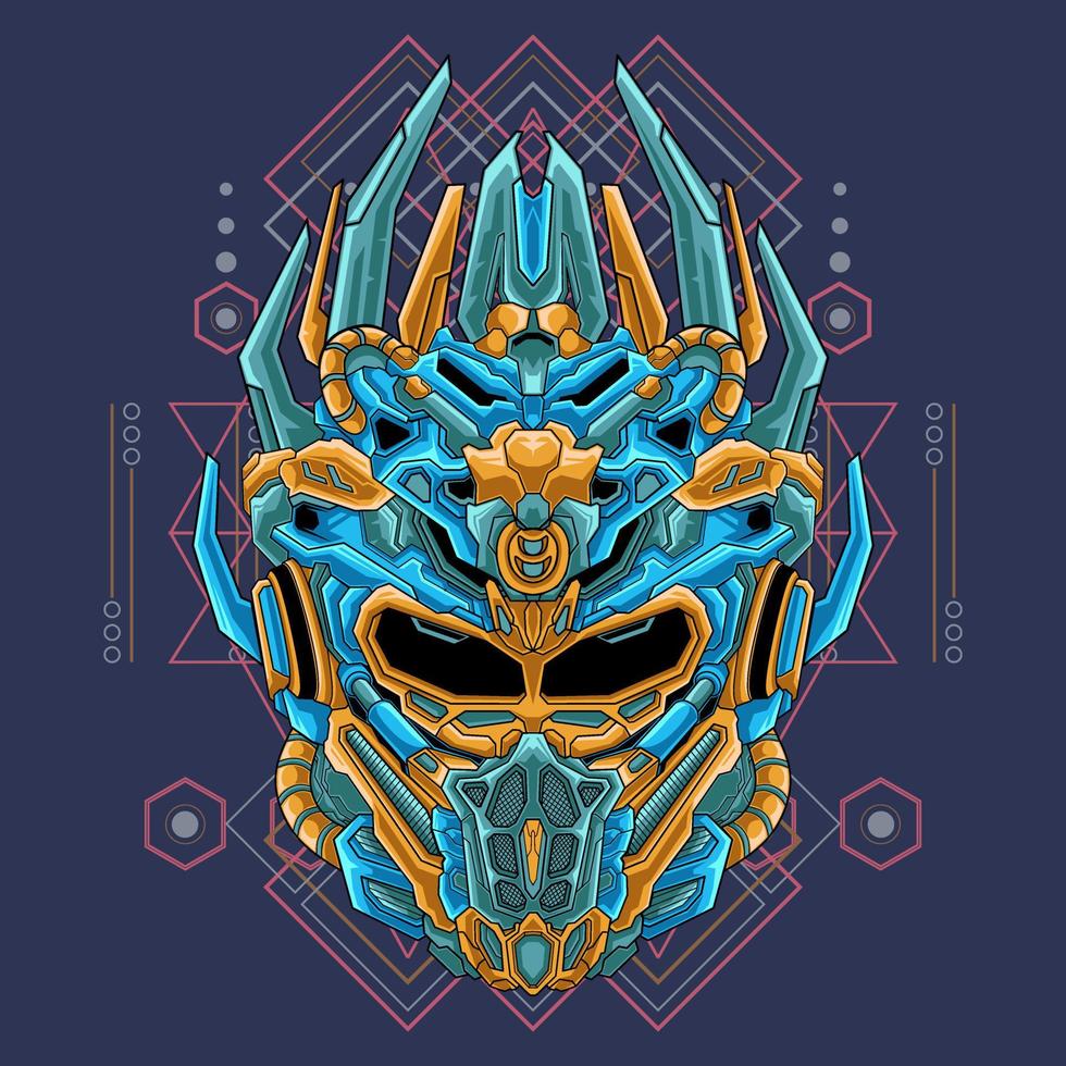Mecha helmet head character vector design