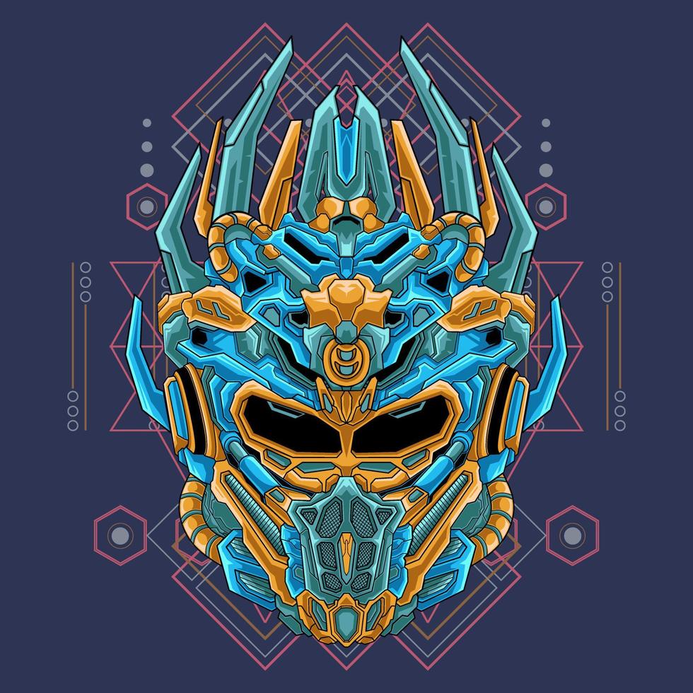 Mecha helmet head character vector design