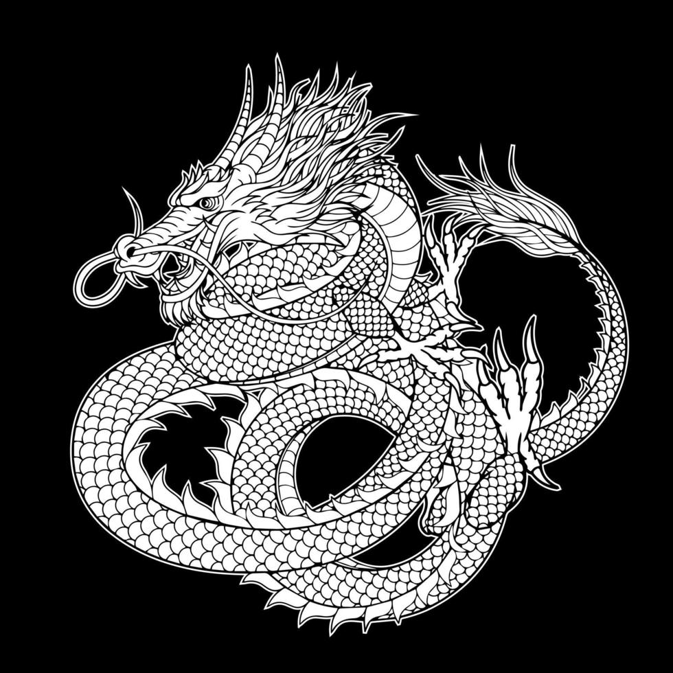 arte de vector de tatuaje de dragón japonés