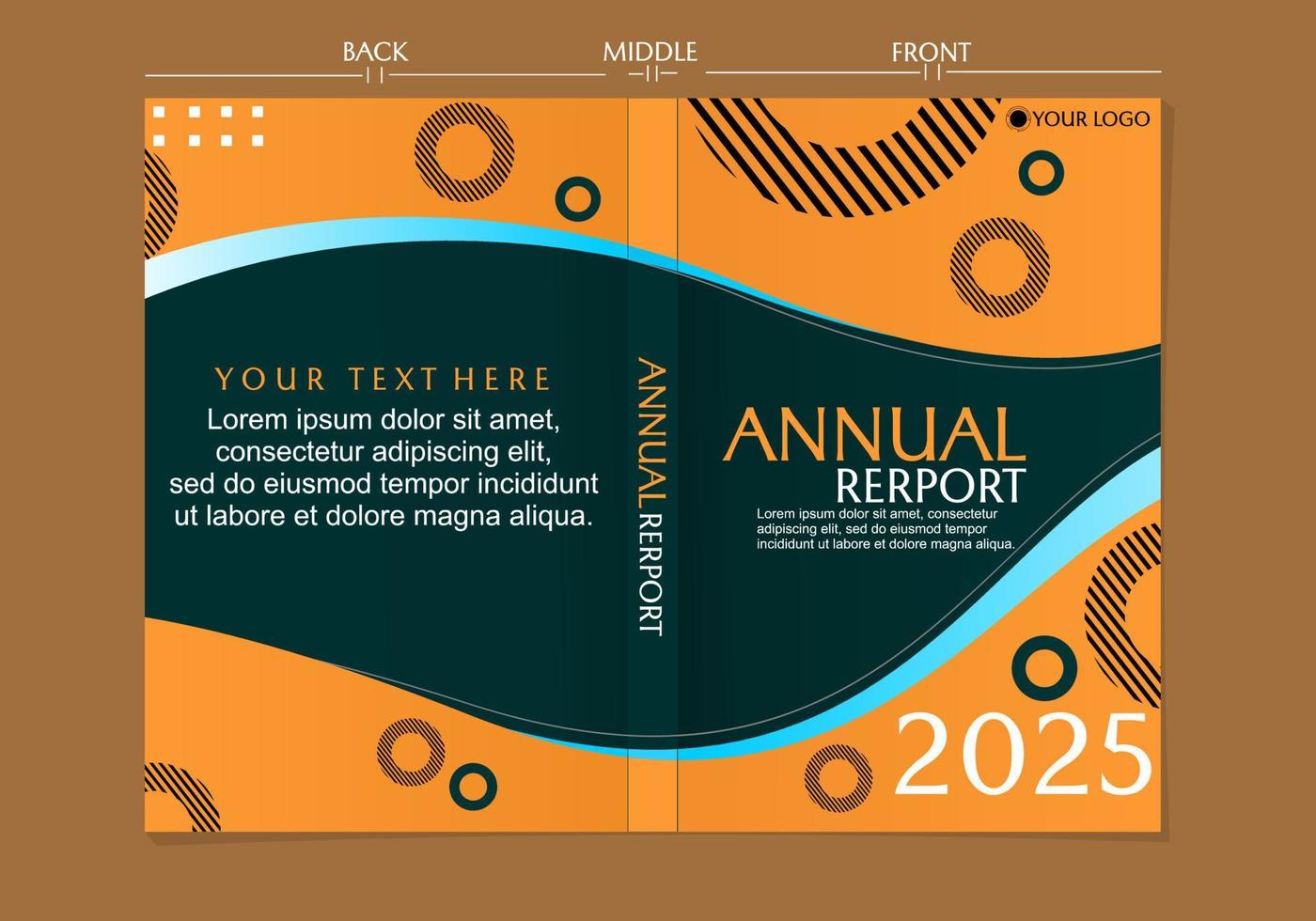 set of annual report covers with elegant and modern designs. brown green background vector