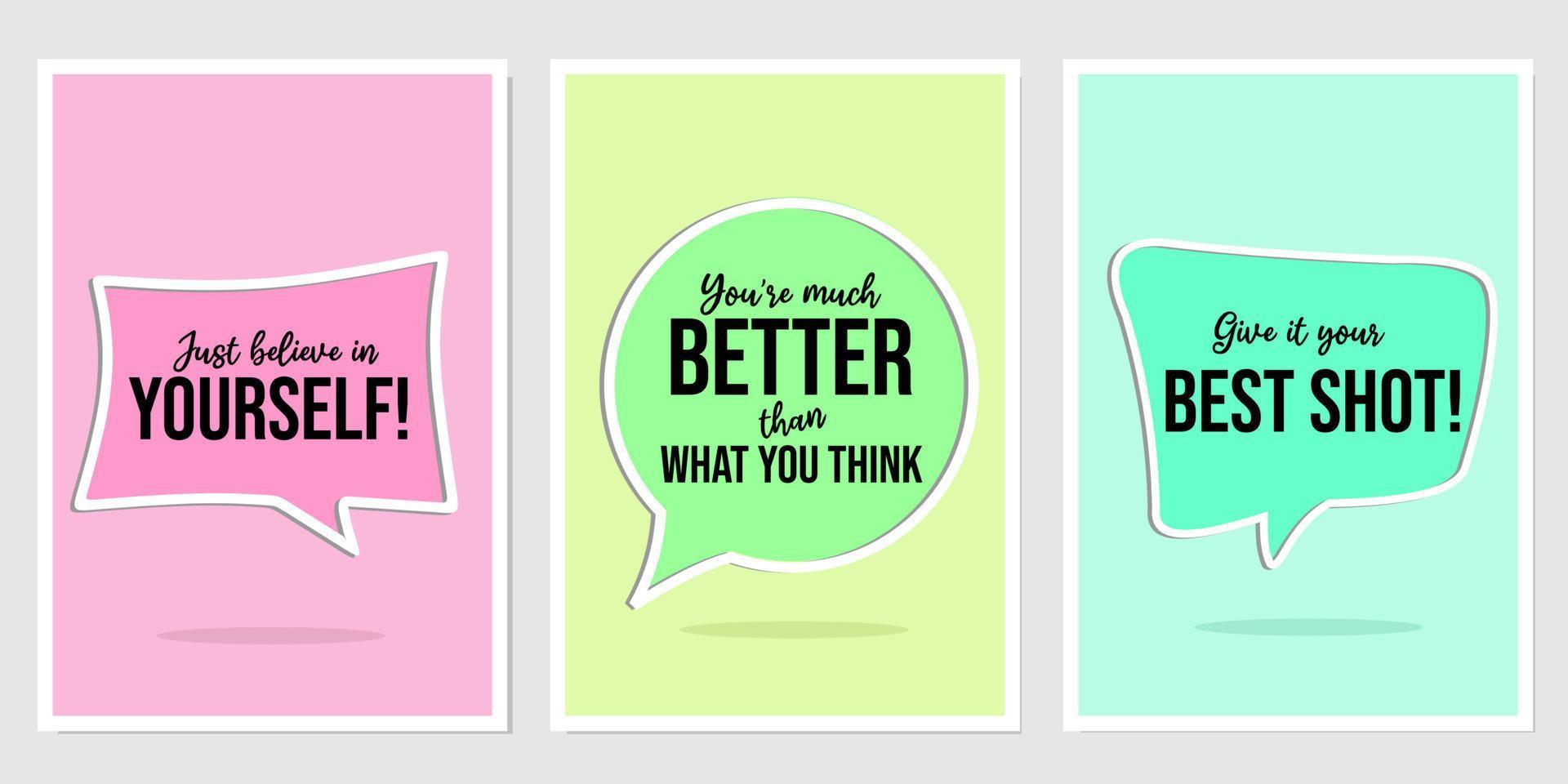 set of motivational quote designs for wall decoration. design for home interior vector