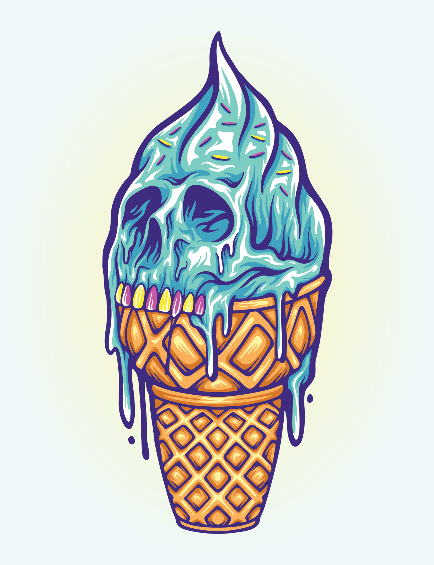 Scary skull ice cream cone illustrations 11006365 Vector Art at Vecteezy