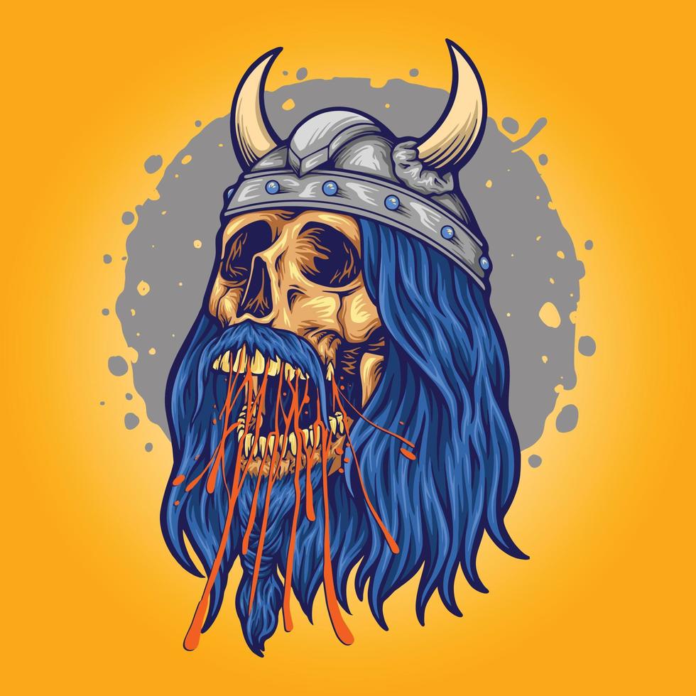 ilustraciones de vectores de casco con cuernos de cabeza de cráneo vikingo para su logotipo de trabajo, camiseta de mercadería de mascota, diseños de pegatinas y etiquetas, afiche, tarjetas de felicitación que anuncian empresas comerciales o marcas.