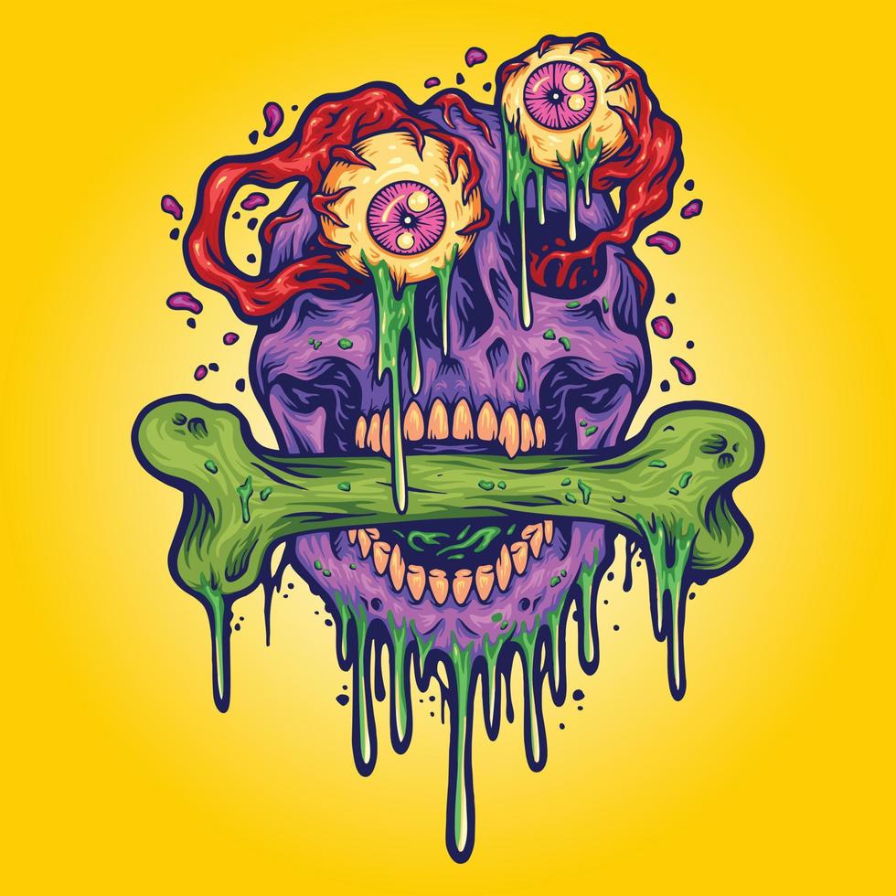 Ilustraciones de zombie eyeball skull head vector