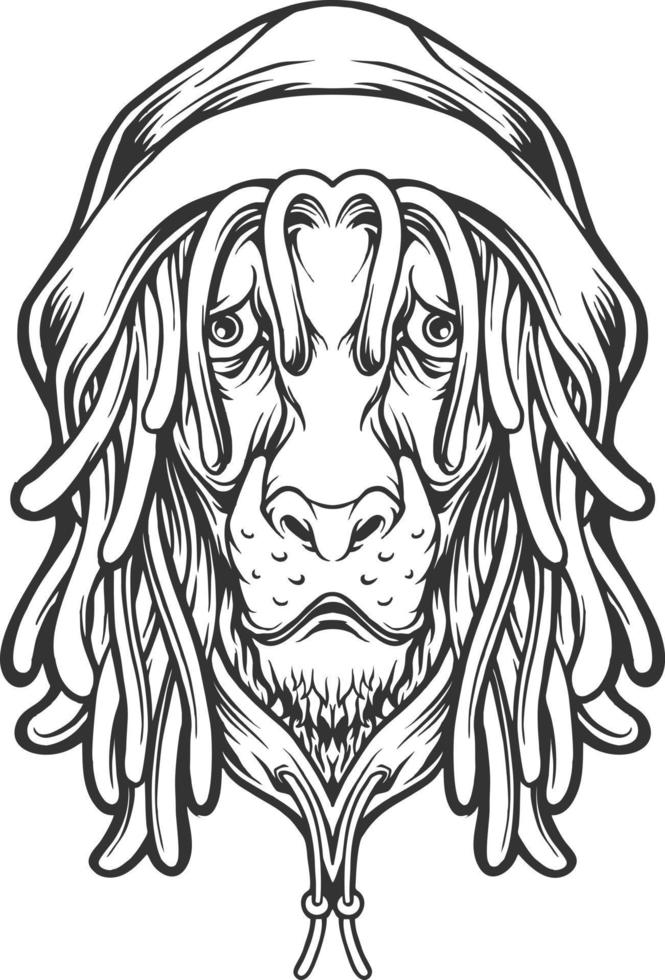 Lion head cool rasta with hat reggae silhouette vector