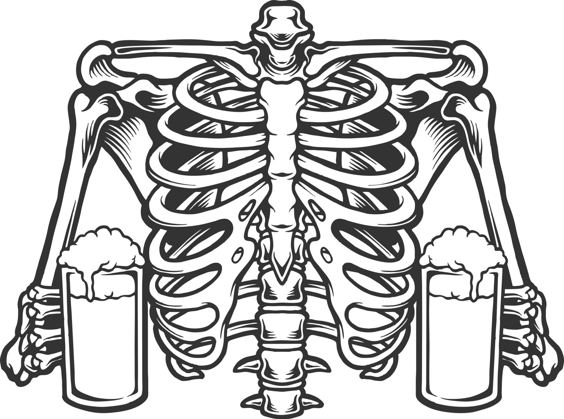 Rib bone with glass beer monochrome 11006372 Vector Art at Vecteezy