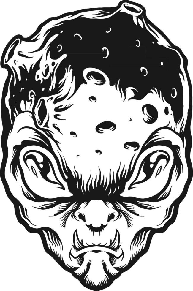 ilustraciones de vectores de silueta espacial de monstruos alienígenas enojados para su logotipo de trabajo, camiseta de mercadería de mascota, diseños de pegatinas y etiquetas, afiche, tarjetas de felicitación que anuncian empresas comerciales o marcas.