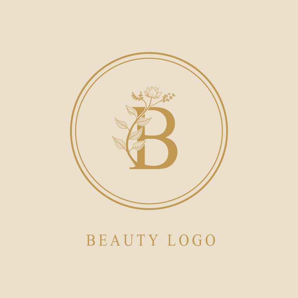 Feminine Letter B Logo with Nature Leaves Texture Design Logo Icon. Creative Beauty Alphabetical Beauty Nature Template. vector