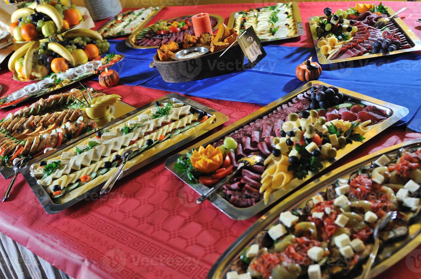 Catering food arrangement on table photo