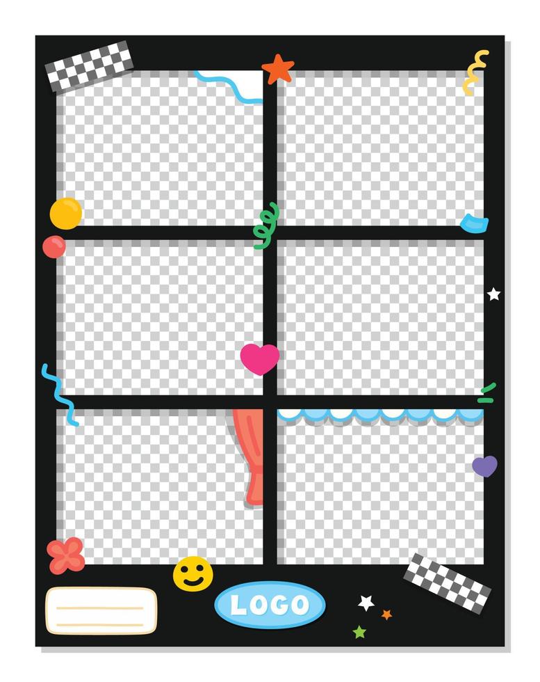 mini icon kawaii cute automatic sticker photo booth vector frame