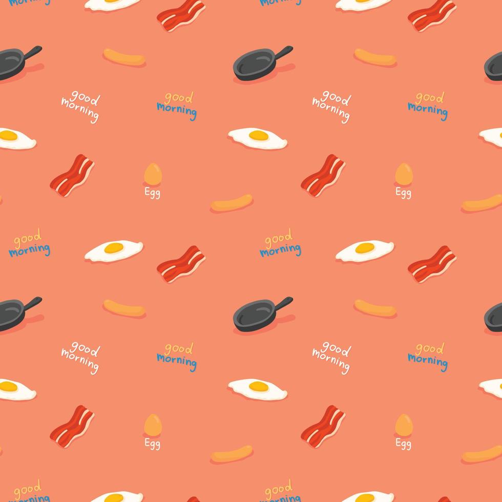 Fried Eggs and Bacon Breakfast seamless pattern Gift Wrap background wallpaper vector