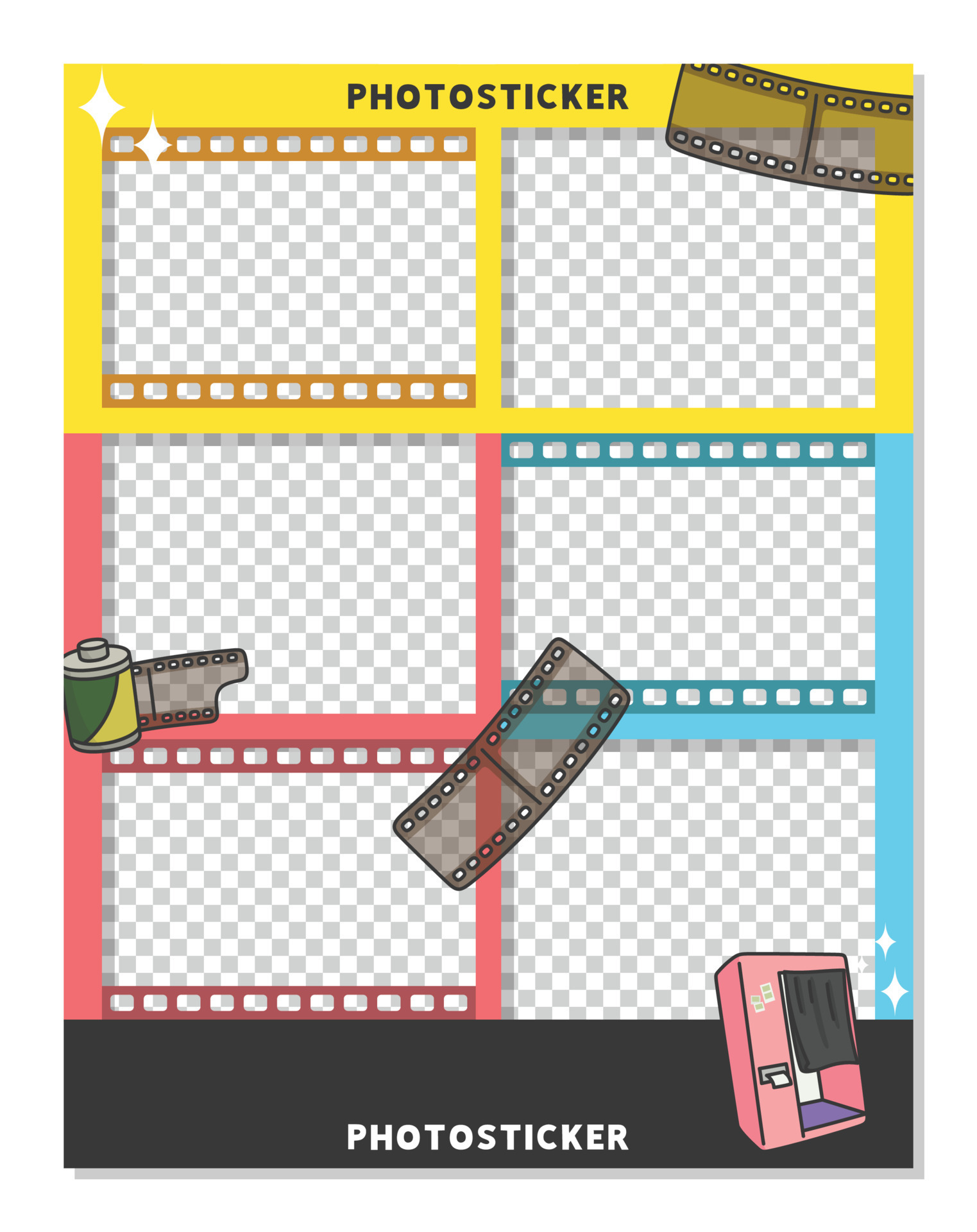 automatic photo booth and film kawaii cute automatic sticker photo booth vector frame 11006536