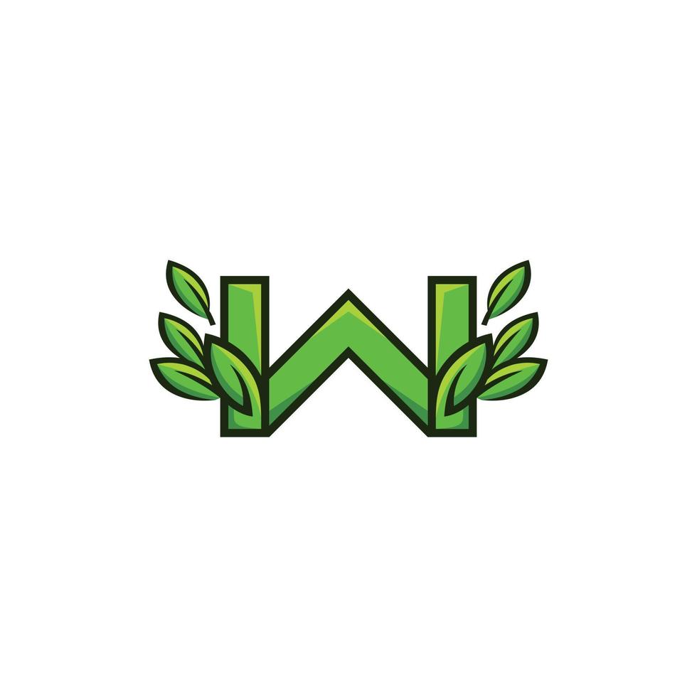Letter W Leaf Nature Ecology Simple Logo vector