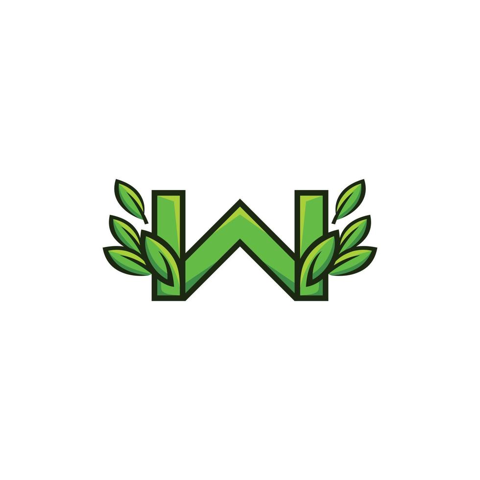 Letter W Leaf Nature Ecology Simple Logo vector