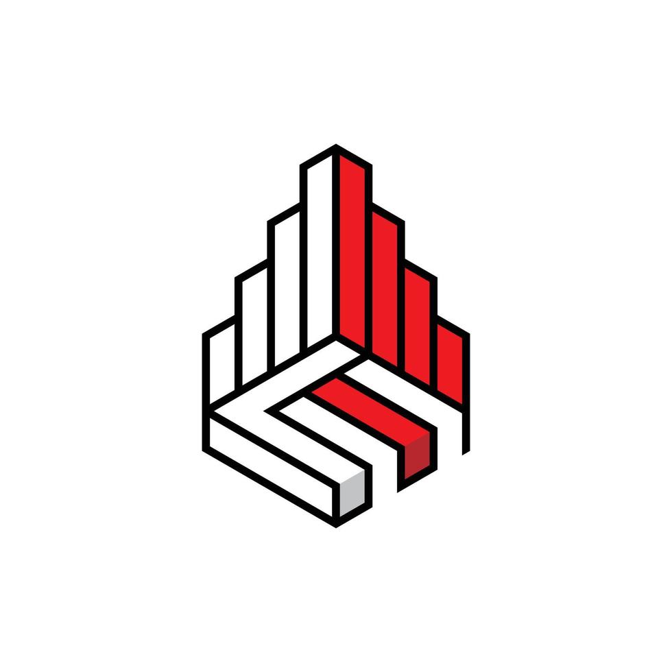 Letter E Building City Isometric Modern Logo vector