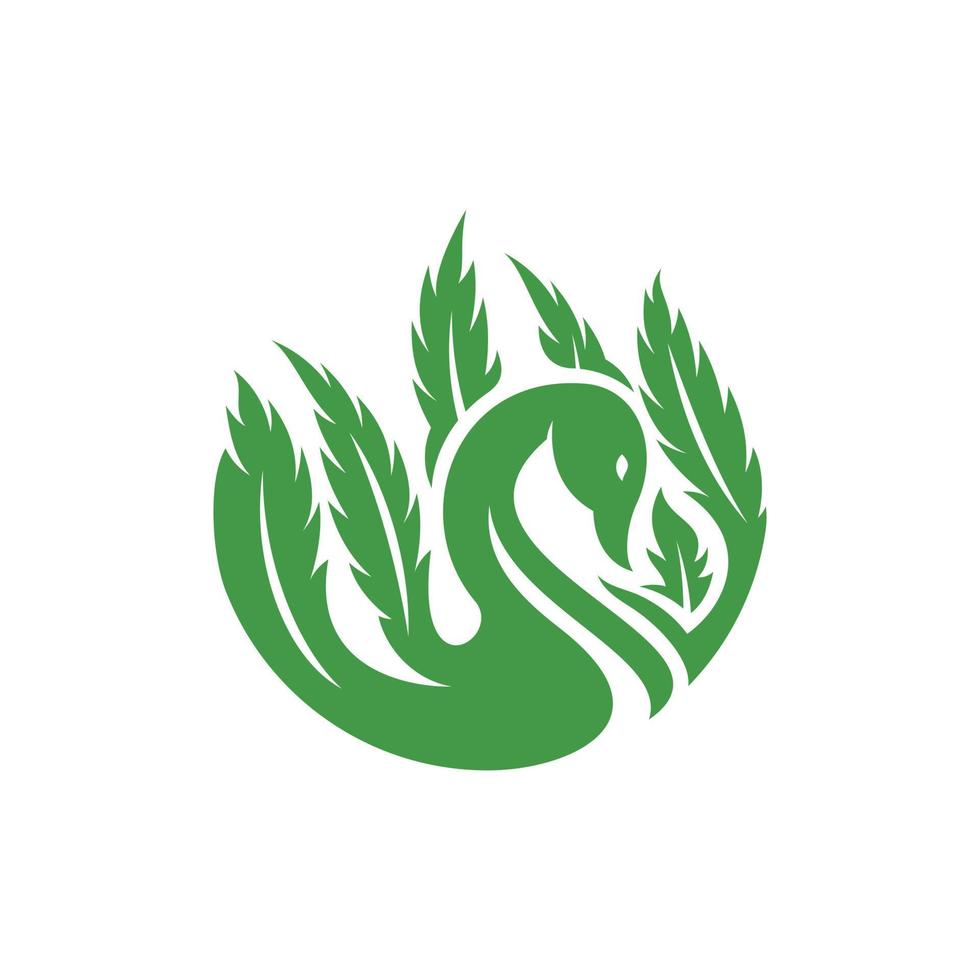 Swan Marijuana Leaf Nature Ecology Logo vector