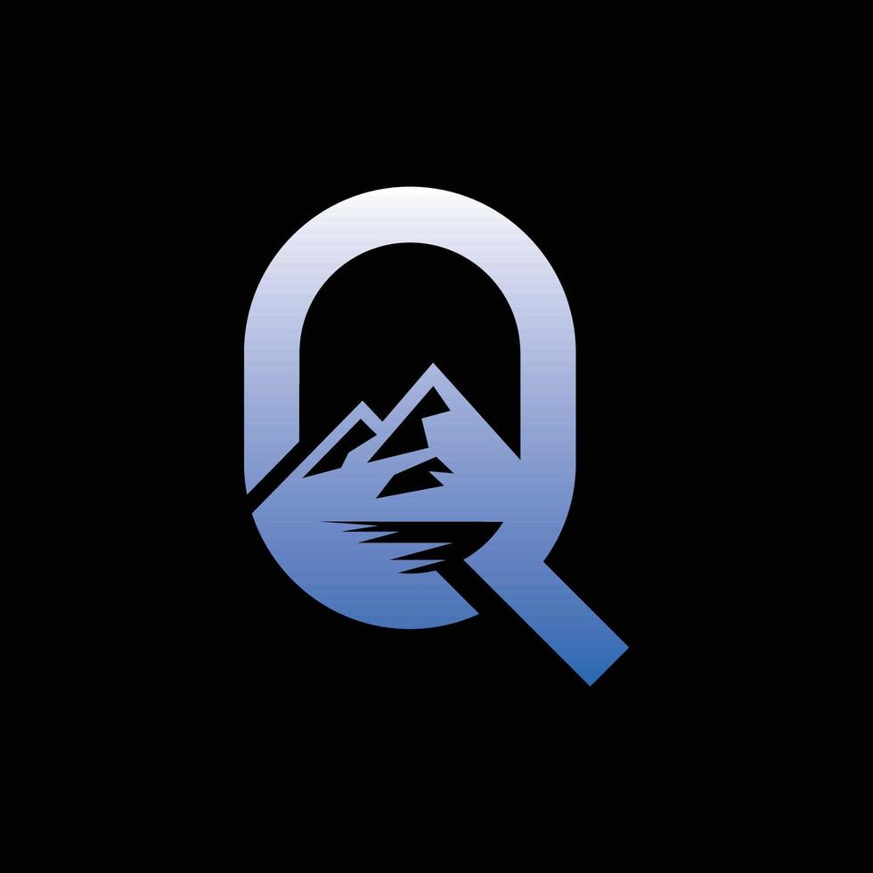 logotipo creativo moderno de la montaña de la letra q vector