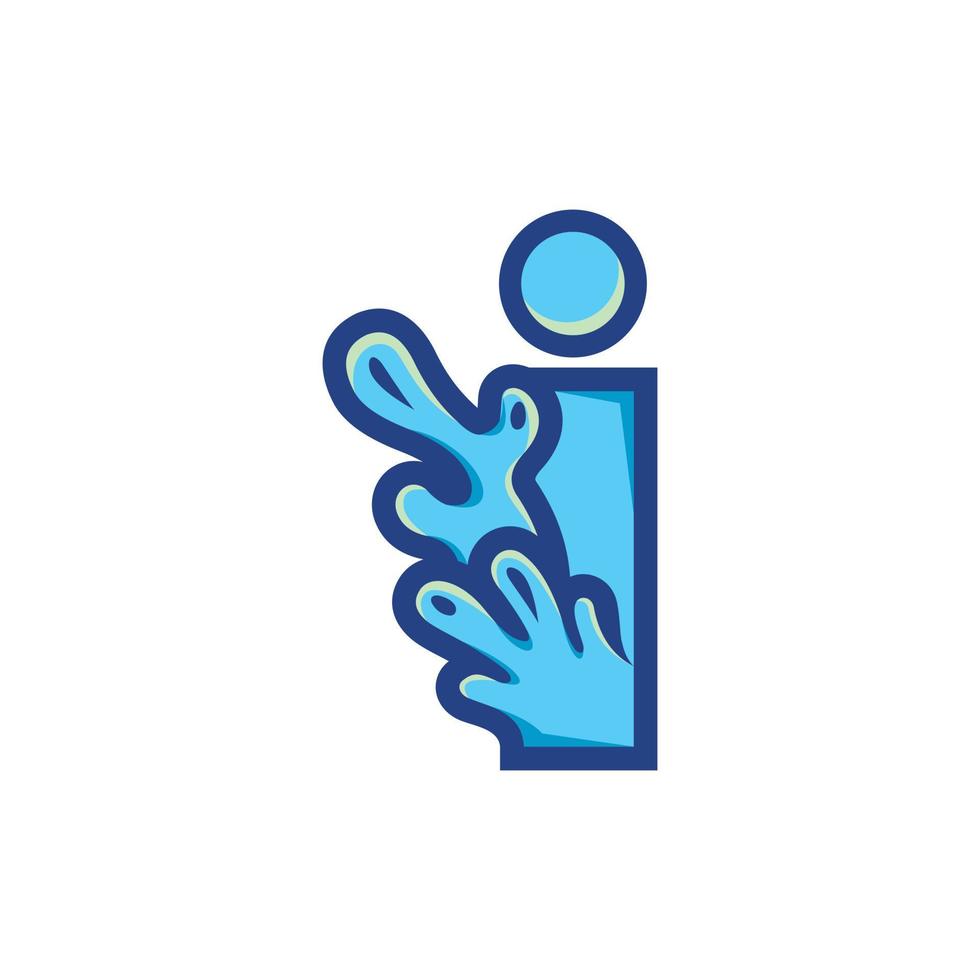 Letter I Water Splash Simple Logo vector