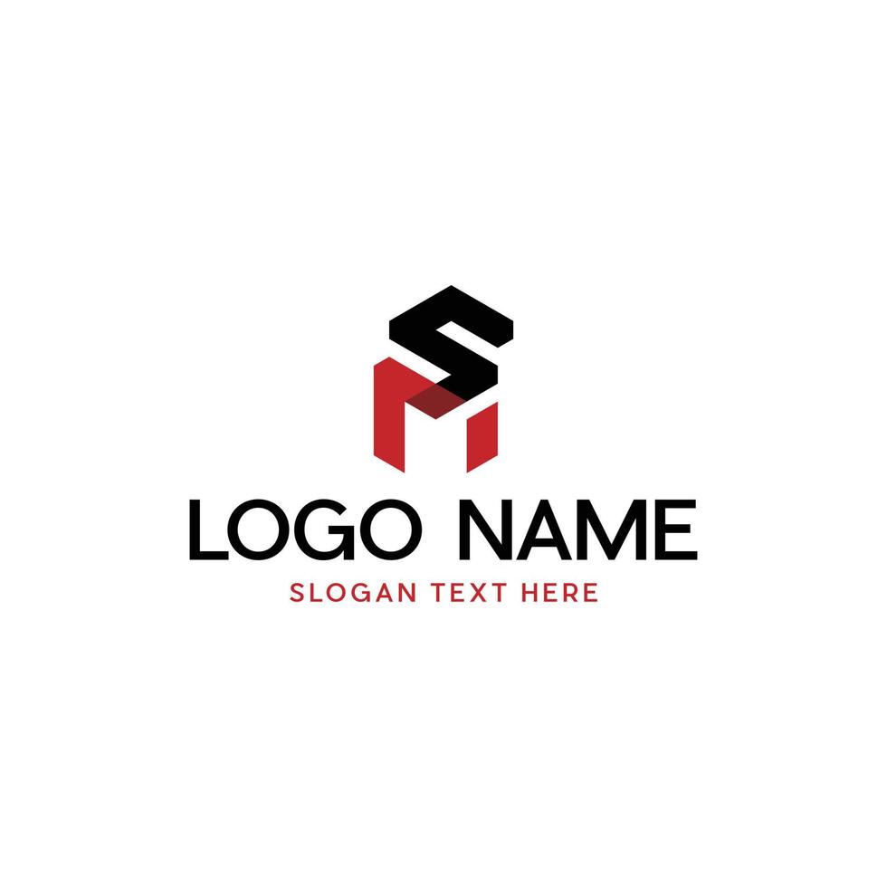 Letter SM Geometric Modern Simple Logo vector