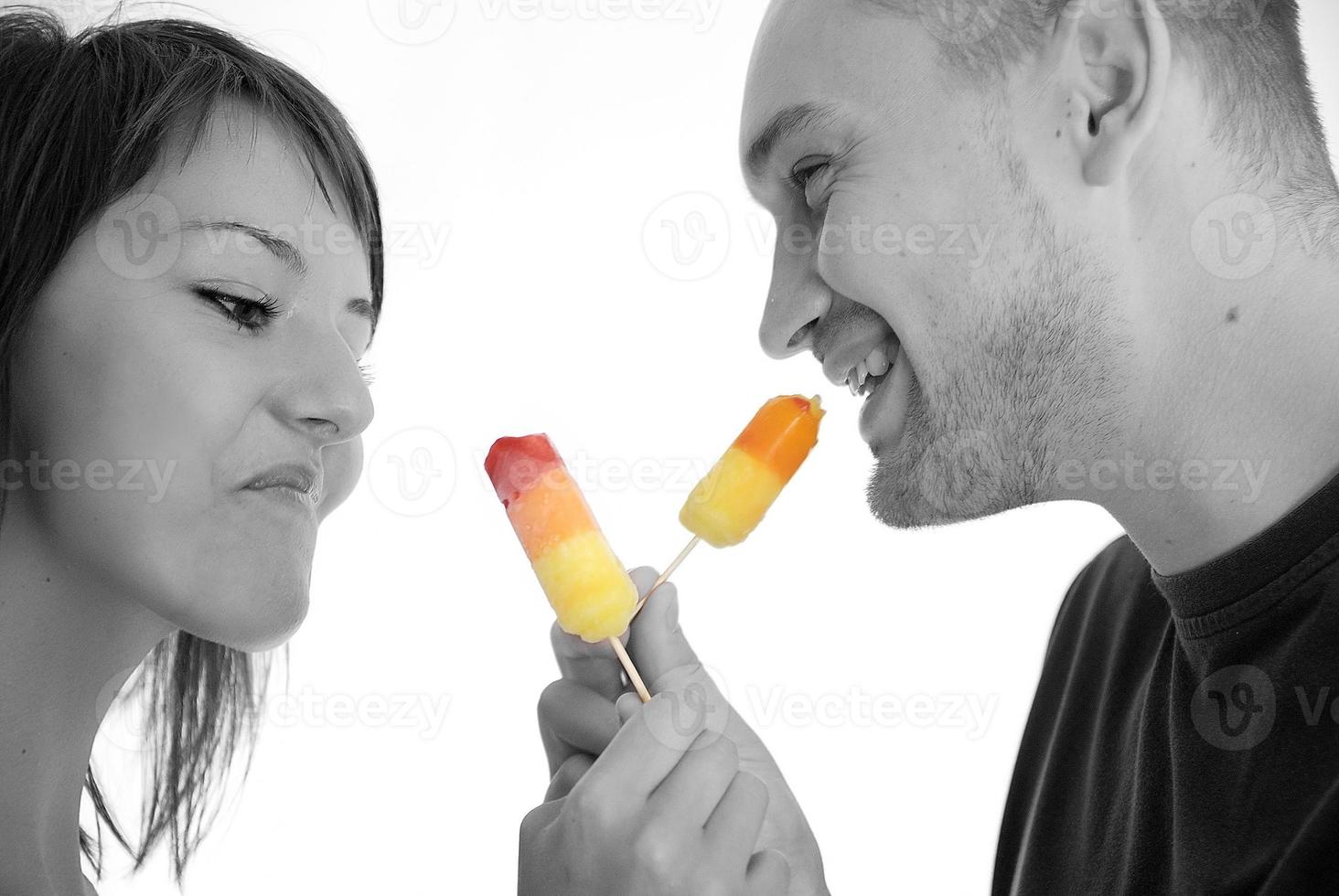 Eating popsicle sticks photo