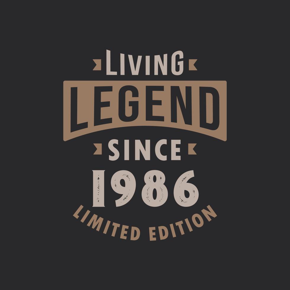 Living Legend since 1986 Limited Edition. Born in 1986 vintage typography Design. vector