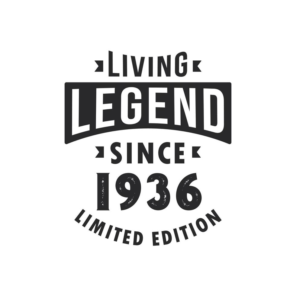 leyenda viva desde 1936, leyenda nacida en 1936 edición limitada. vector