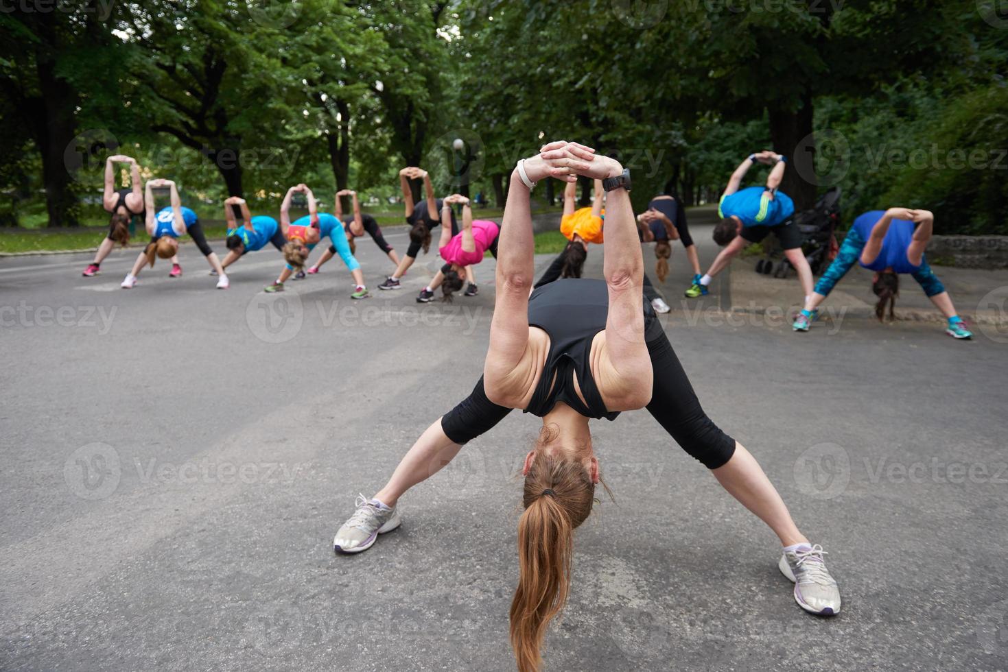 jogging people group stretching photo