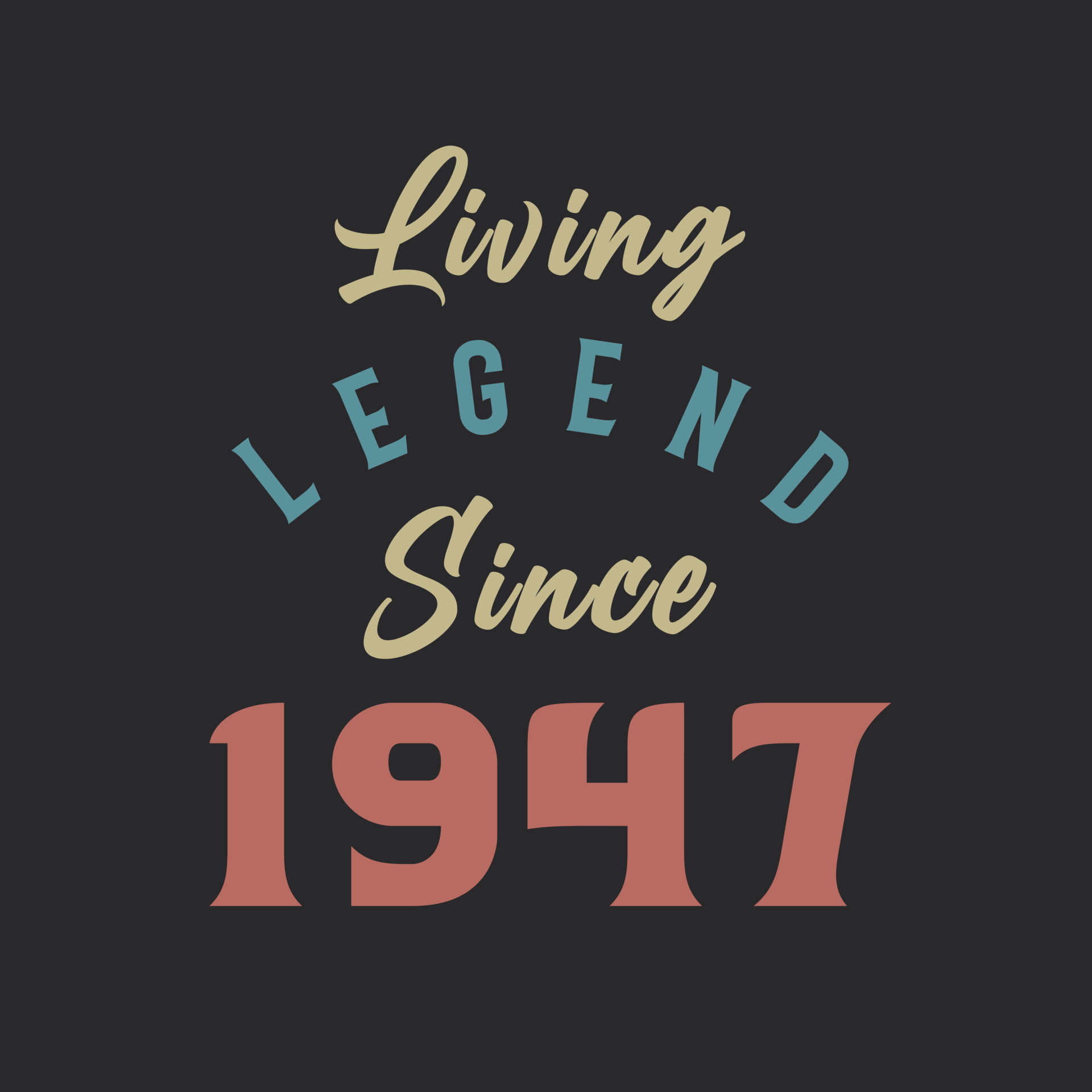 Living Legend since 1947, Born in 1947 vintage design vector 11007877
