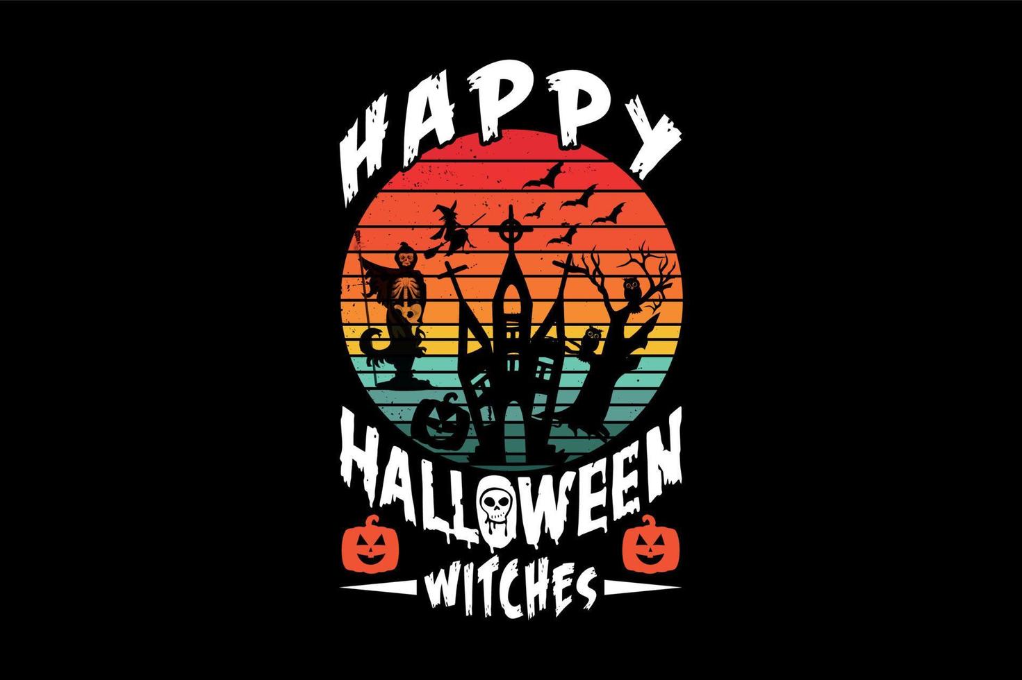 happy halloween witches, Halloween t-shirt design vector