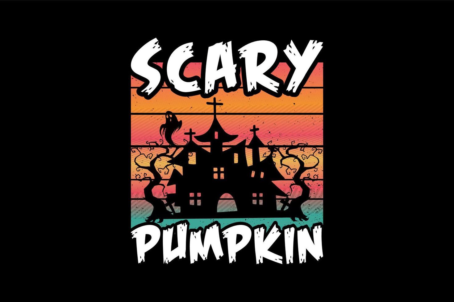 calabaza aterradora, diseño de camiseta de halloween vector