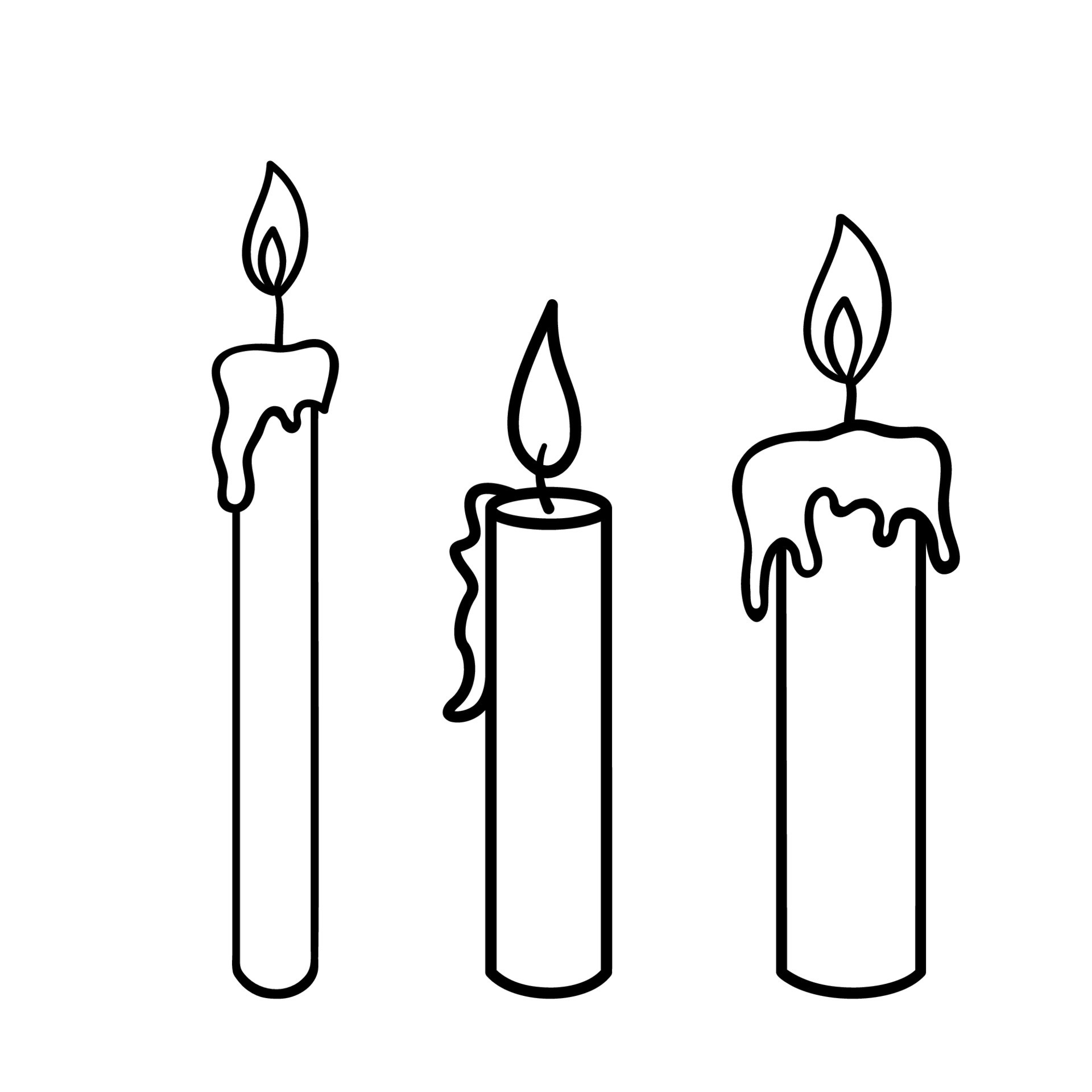 Candle sketch. Vector burning candle doodle isolated on white