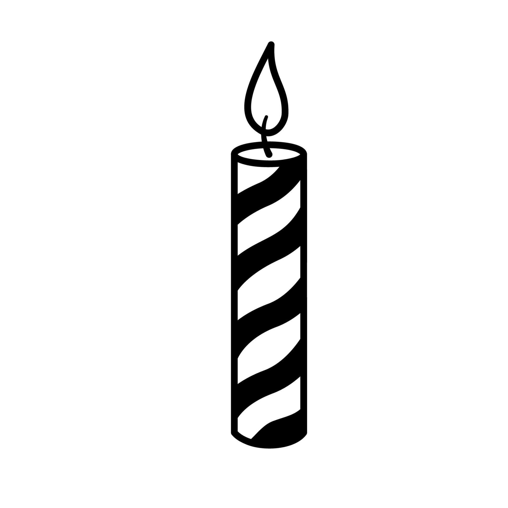 Candle sketch. Vector burning candle doodle isolated on white