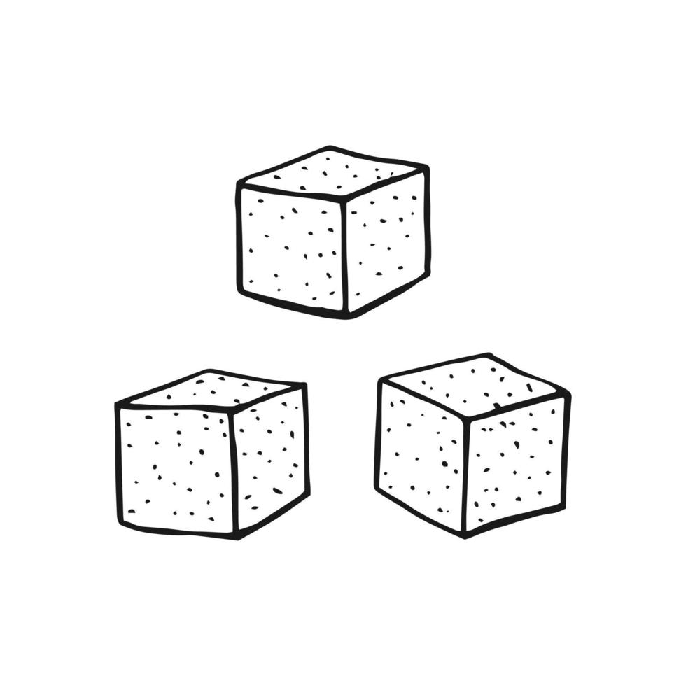 Sugar cubes. Hand drawn sweet lump. Vector illustration.