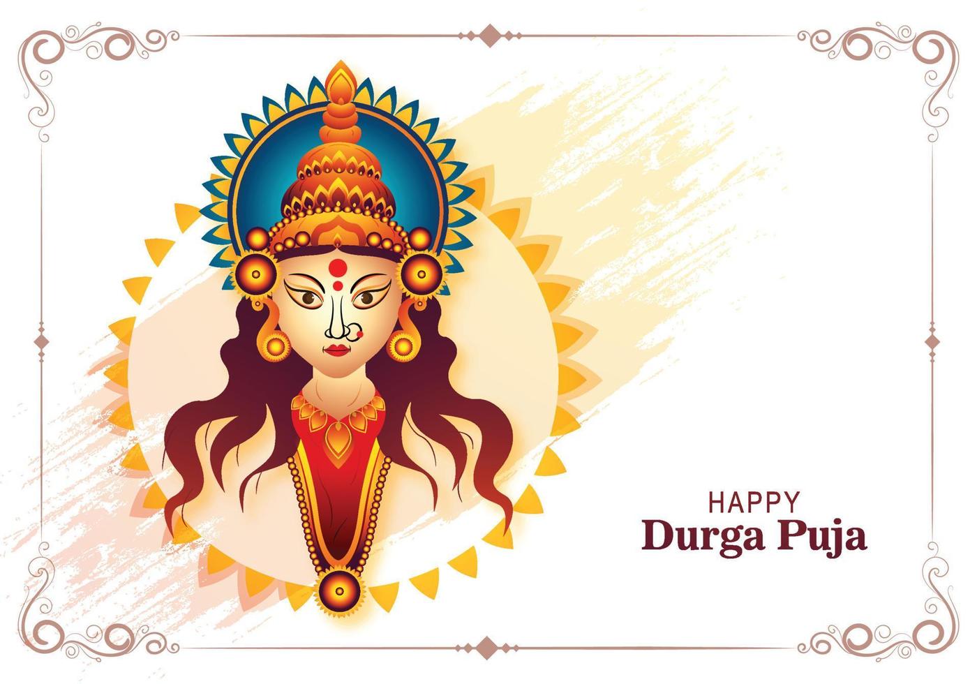 feliz celebración de navratri en durga puja hermoso fondo de tarjeta de cara vector